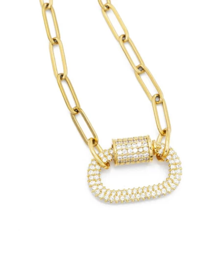 Sparkly Carabiner Paperclip Chain Necklace Emerson & Oliver